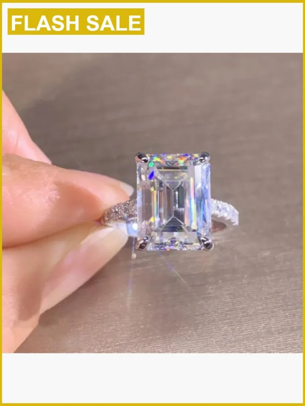 925 Sterling Silver 3ct CZ Square Engagement Ring Halo Style Ladies Size 6-10